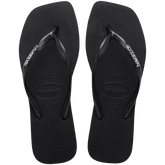 Women's Slim Square Logo Metallic Flip Flops