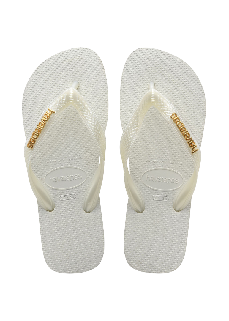Women's Top Logo Metallic Flip Flops
